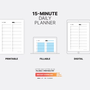 15 Minute Planner Sheet, Daily Appointment Schedule &amp; Time Slots ...