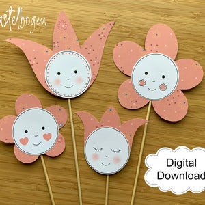 Papierblumen Bastelbogen Digital Download Basteln mit Kindern Basteln Frühlingsbasteln Basteln zu Ostern