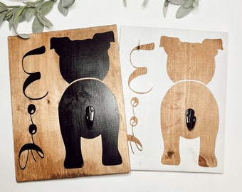 Custom Pet Butt Leash Holder || Dogs || Cats || Leash holder for wall || Wooden || mudroom hook || 3d elements || hook