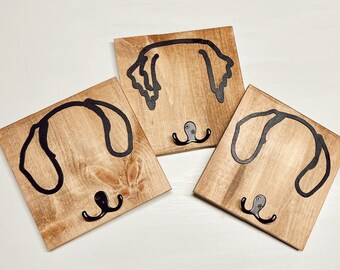 Pet Ear Leash Holder | Dogs | Animals | Wood | Custom Pet Leash Holder | Wall Holder for dog leash