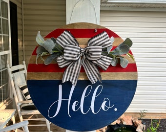 Simple patriotic wooden door hanger | interchangeable | America | 4th of July | decor | patriotic | Fourth of July wreath | July | American