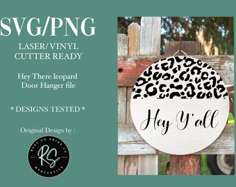 File in formato Svg / Half leopard hey y'all door hanger / Download digitale / cricut / silhouette / file rotondi / popolare Svg / segno