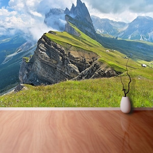 Mountains chain traditional or removal wallpaper | mural Odle mountains chain separating the Funes valley from the Gardena valley, taken,