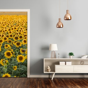 Bubble Free Door wrap, Home Decoration, Self Adhesive Landscape Sunflowers field  DS_2011
