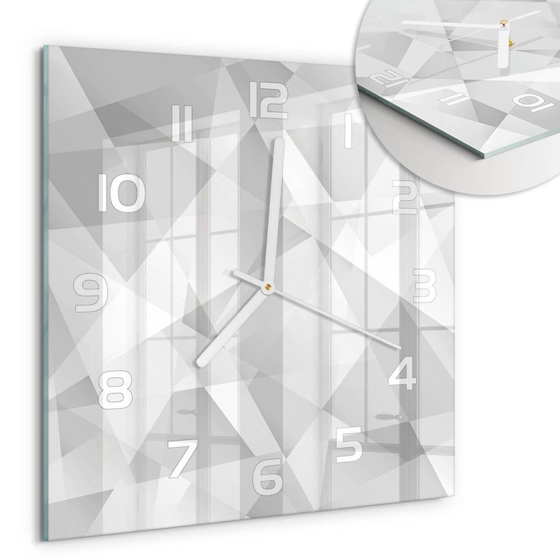 Abstract Background Unique Wall Clock, Gray Custom Glass Wall Clock ...