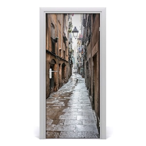 Bubble Free Door wrap, Home Decoration, Self Adhesive Landscape Old Street  DS_2234