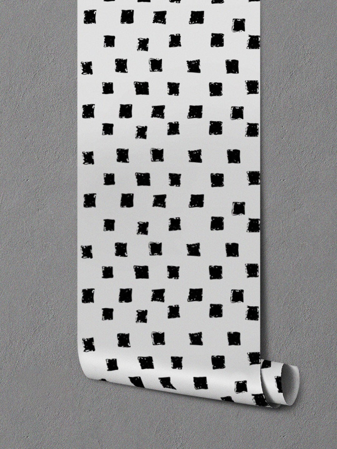 Wallpaper Roll, Removable Wallpaper, Graphic Squares, Black and White