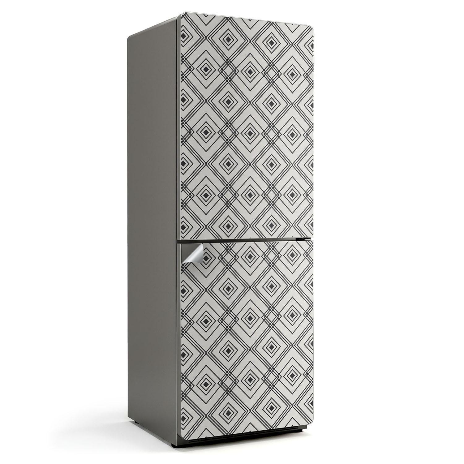 Stickers Adhésifs Pour Frigo - Motif Triangles Noirs Moderne - Couvre Porte Entièrement - Déco Cuisine - 10