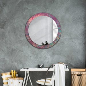 Festival Of Colors, Pink Frame Mirror, Abstract Pattern Mirror, Mirror Frame Print, Circle Colorful Mirror