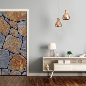 Bubble Free Door wrap, Home Decoration, Self Adhesive Decal Stones background  DS_2077