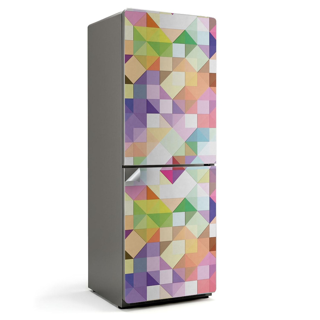 Patterned Refrigerator Geometry of Polygons in the System Fridge Wrap Sticker, Multicolored ...