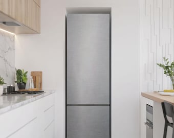 Metallic Texture With Lines Fridge Magnetic Decal, Gray Fun Fridge Magnet, Kitchen Makeover, Refrigerator Cover