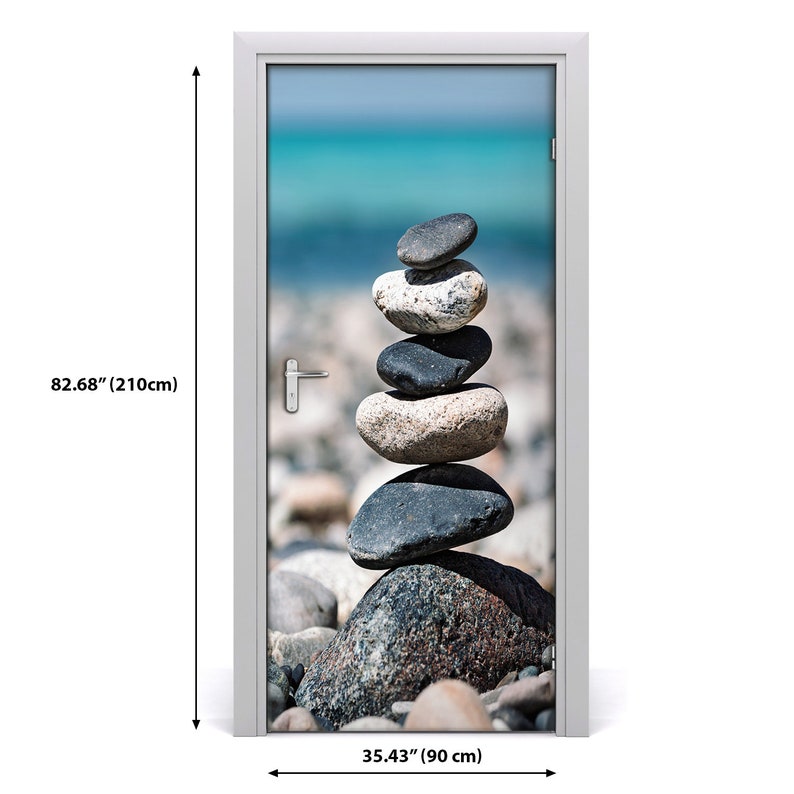 Self adhesive Door wrap removable Peel /& Stick Decal Landscapes Stony beach DS/_923