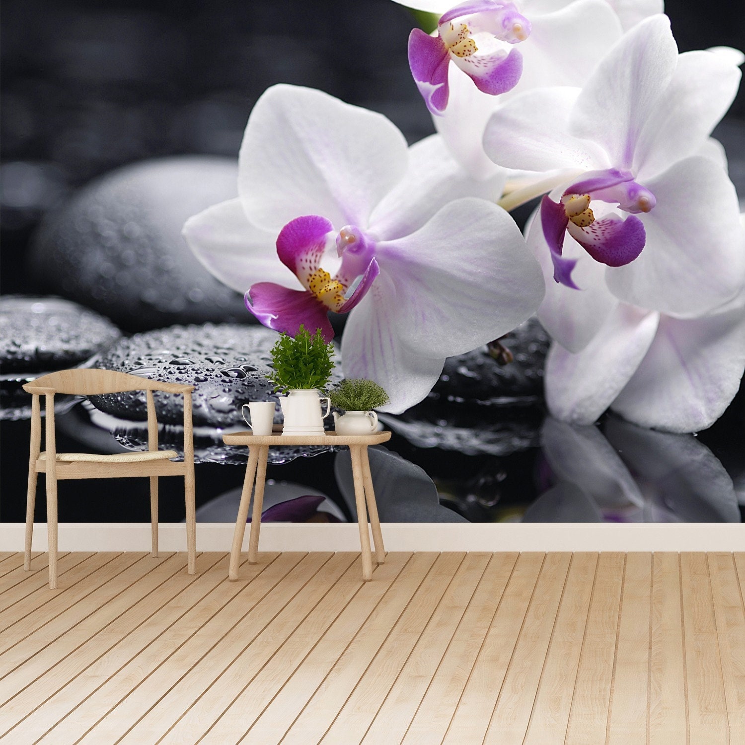 Black and White Mural Orchid - Etsy, image size:1500x1500