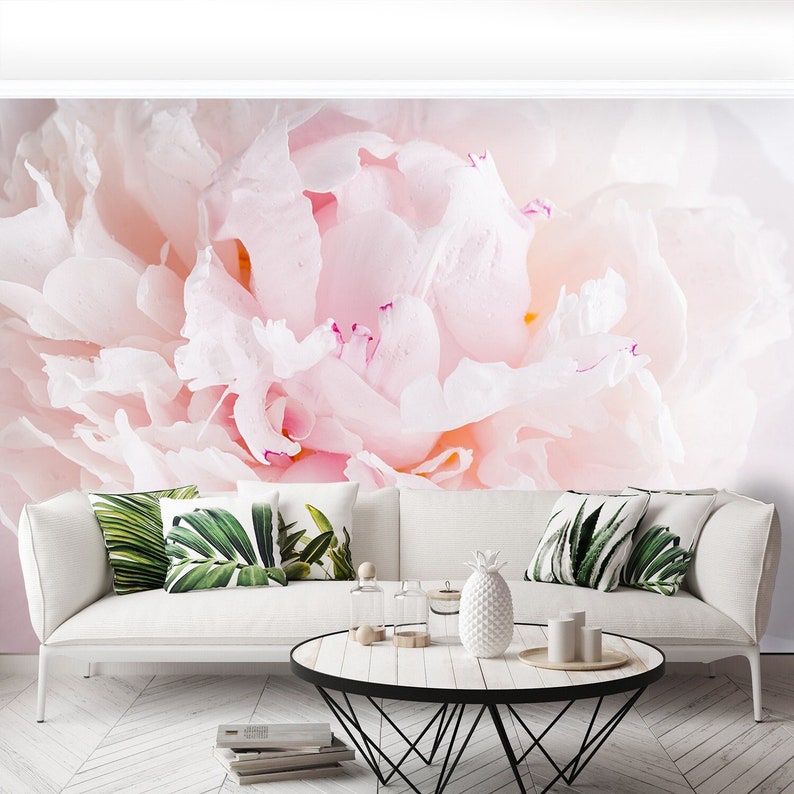 Peony Pink Temporary or Traditional Wall Mural | Wallcovering Close up ...