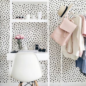 Removable Wallpaper, Paint Dot Wallpaper, Dots Pattern, Modern Pattern, Wall  Home Decor, Removable Wallpaper,  Black and White, 50R