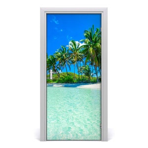 Bubble Free Door wrap, Home Decoration, Self Adhesive Landscapes Tropical beach  DS_1866