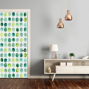 Bubble Free Door wrap, Home Decoration, Self Adhesive Decal Green dots  DS_2182
