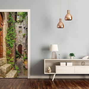 Bubble Free Door wrap, Home Decoration, Self Adhesive Architecture Italian streets  DS_1985