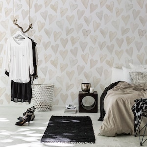 Wallpaper Roll, Removable Wallpaper, Subtle Hearts,  Watercolor, Girly Wallpaper, Removable Wallpaper,      180R