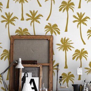 Palm 62  - REMOVABLE WALLPAPER - Gold and White, Flat, Temporary Wallpaper, For Renters, Premium, Minimalistic