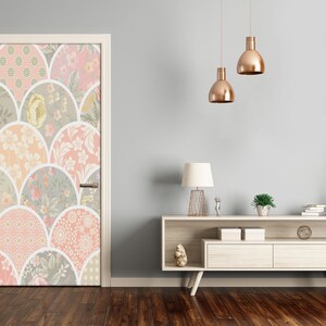 3D Home Art Door Bubble Free Sticker Flowers Floral pattern  DS_2141