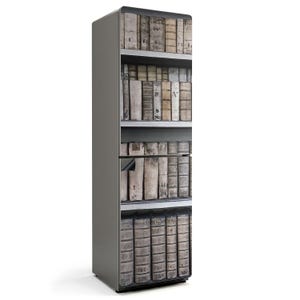 Old Books On The Shelves Fridge Magnetic Decal, Gray Fun Fridge Magnet, Kitchen Makeover, Refrigerator Cover