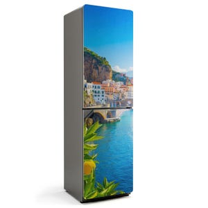 Picturesque Seaside Landscape Fridge Magnetic Decal, Blue Modern Fridge Magnet, Kitchen Makeover, Freezer Decor
