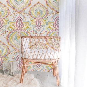Wallpaper Roll, Removable Wallpaper, Colorful Indian pattern, Watercolor, Abstract,Removable Wallpaper,      158R
