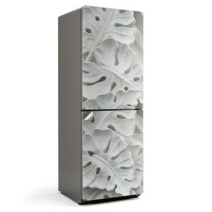 Leaves Pattern In Relief Fridge Sticker, White Fridge Door Cover, Dining-Room Decoration, Removable Sticker