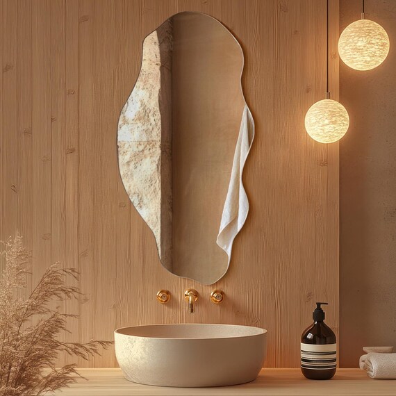 Specchio Da Parete Ovale 80x50 Cm Senza Cornice - ZENIDA - Design Moderno Per Bagno, Soggiorno O Camera Da Letto