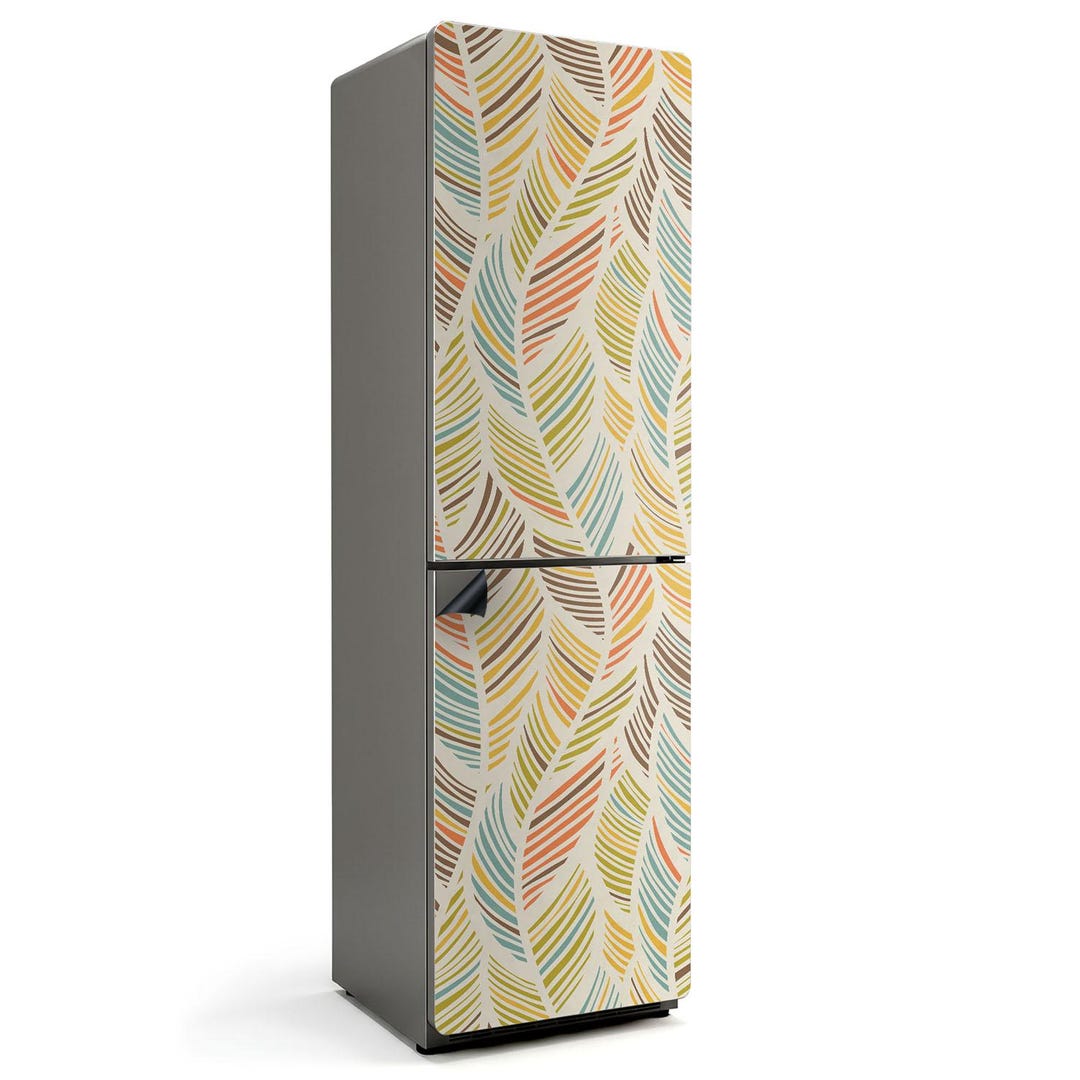 Pattern of Leaves in Waves Fridge Magnetic Decal, Multicolored Modern ...