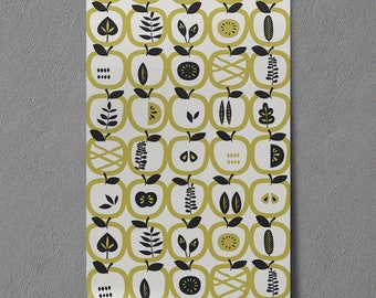 Tapetenrolle, abnehmbare Tapete, Äpfel und Blätter, Obst, Gelbe abnehmbare Tapete, Wandbild, Wall Easy Stick, selbstklebend, 192R