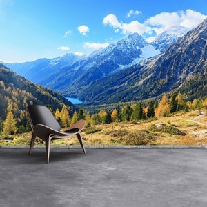 Carta da parati fotografica/murales autoadesiva o incollabile con colla Montagne delle Alpi Vista sulle montagne delle Alpi Design murale in tessuto non tessuto riposizionabile