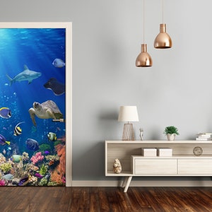 Removable Home Decor Door Sticker Bubble Free Decal Animals Coral reef  DS_1810