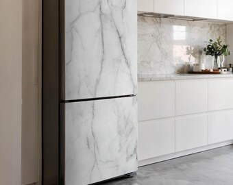 Sticker magnétique motif marbre avec veines, aimant pour réfrigérateur moderne gris, relooking de cuisine, tapis pour réfrigérateur