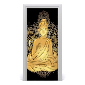 Removable Home Decor Door Sticker Bubble Free Decal Modern Buddha and mandala  DS_1839