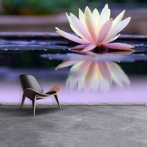 Lotus vinyl or self-adhesive mural | wallpaper Lotus  peel and stick reusable vinyl photomural wall decor self adhesive nature wall art