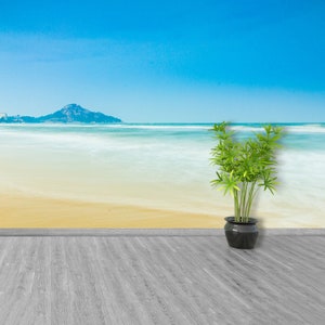 Cielo e spiaggia buccia e attacca o classico adesivo murale / rivestimento murale Cielo sfocato e spiaggia natura grande carta da parati non tessuta non tessuta murale