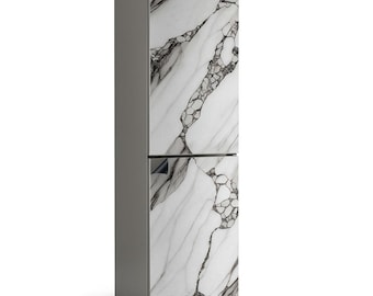 Décalcomanie magnétique motif marbre avec veines, aimant de réfrigérateur amusant noir et blanc, relooking de cuisine, tapis de réfrigérateur