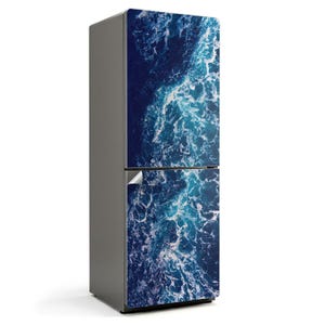 Dynamic Water Waves Refrigerator Sticker, Turquoise Refrigerator Decal, Removable Sticker, Housewarming Gift