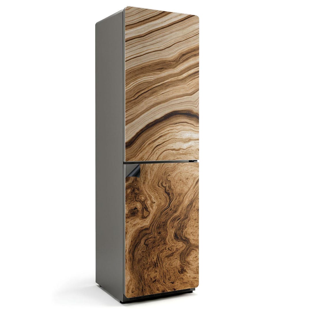 Wood Grain Close-up Pattern Fridge Magnetic Decal, Brown Modern Fridge ...
