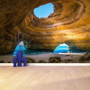 Grotta Portogallo carta da parati fotografica rimovibile o tradizionale / murale Meravigliosa vista della grotta di Benagil a Carvoeiro Algarve Portogallo natura grande