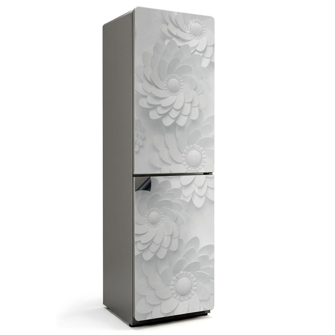 3D Floral Patterns Fridge Magnetic Decal, White Modern Fridge Magnet ...