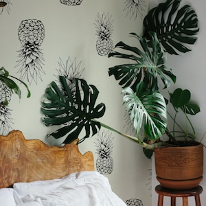 Removable Wallpaper, Pineapple Simple Wallpaper,  Mural , Removable wallpaper,  Pattern, Adhesive, Easy stick, Wall mural, 83R