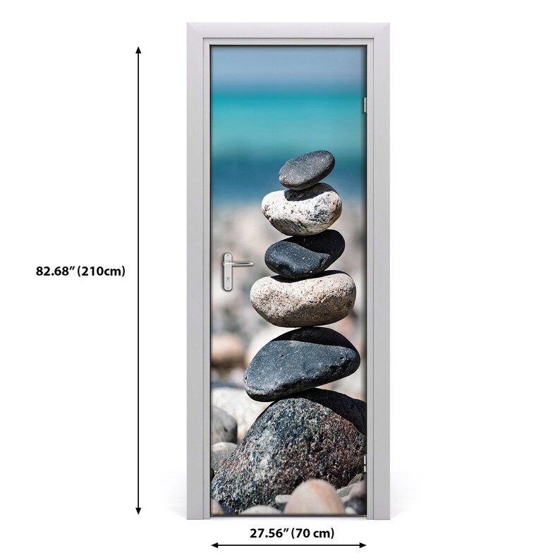 Self adhesive Door wrap removable Peel /& Stick Decal Landscapes Stony beach DS/_923