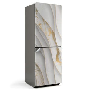 Waves And Textures In Motion Refrigerator Sticker, White Refrigerator Decal, Patterned Stickers, Kitchen Decor