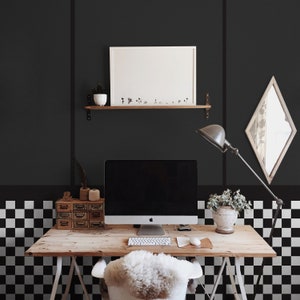 Wallpaper Roll, Removable Wallpaper, Dark Temporary Wallpaper, Black and white Pattern, Squares,  Adhesive,  Modern  26R