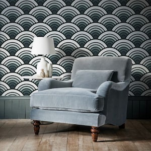 Wallpaper Roll, Removable Wallpaper, Ombre Scallop Wallpaper, Home Decor, Removable Wallpaper,  Wall  Wall Mural,  Modern Pattern, 49R