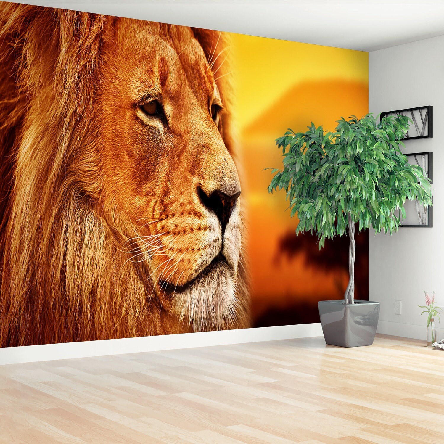 Lion Cat Vlies or Self-adhesive Mural | Wallpaper Lion Portrait on
